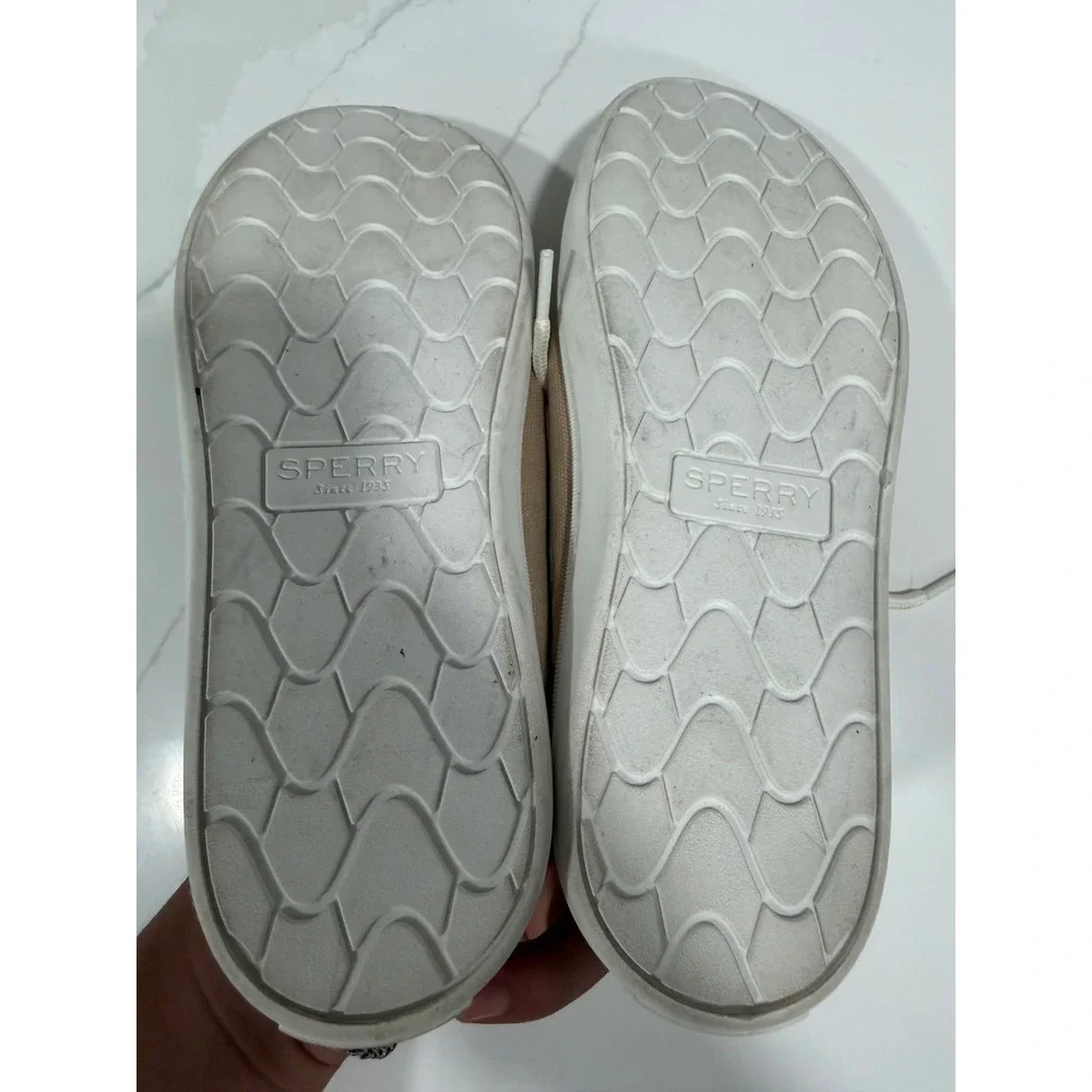 Sperry Top-Sider Washable Tan Canvas Boat Shoes Mens 5M Womens 6.5 Memory Foam